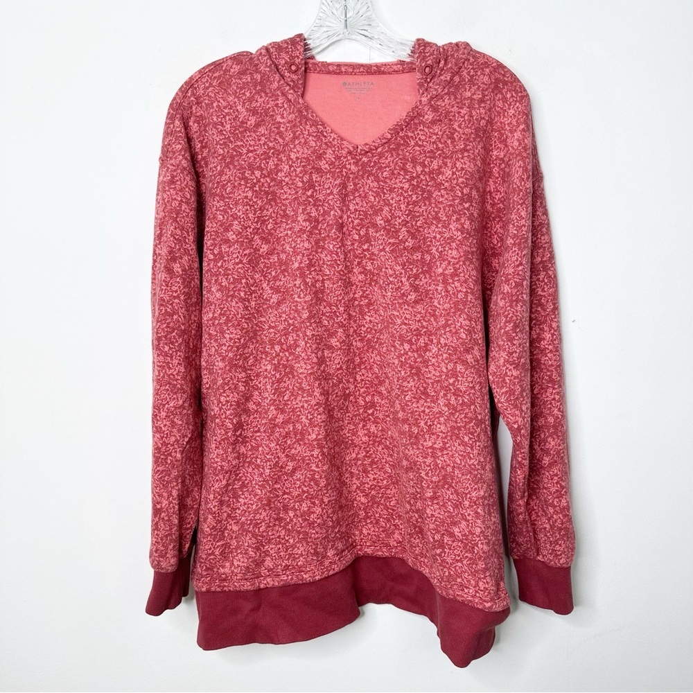 ATHLETA | Sundown Alliance Hoodie Sweatshirt in Red Rustic Floral Top Sz. Medium - Picture 3 of 6